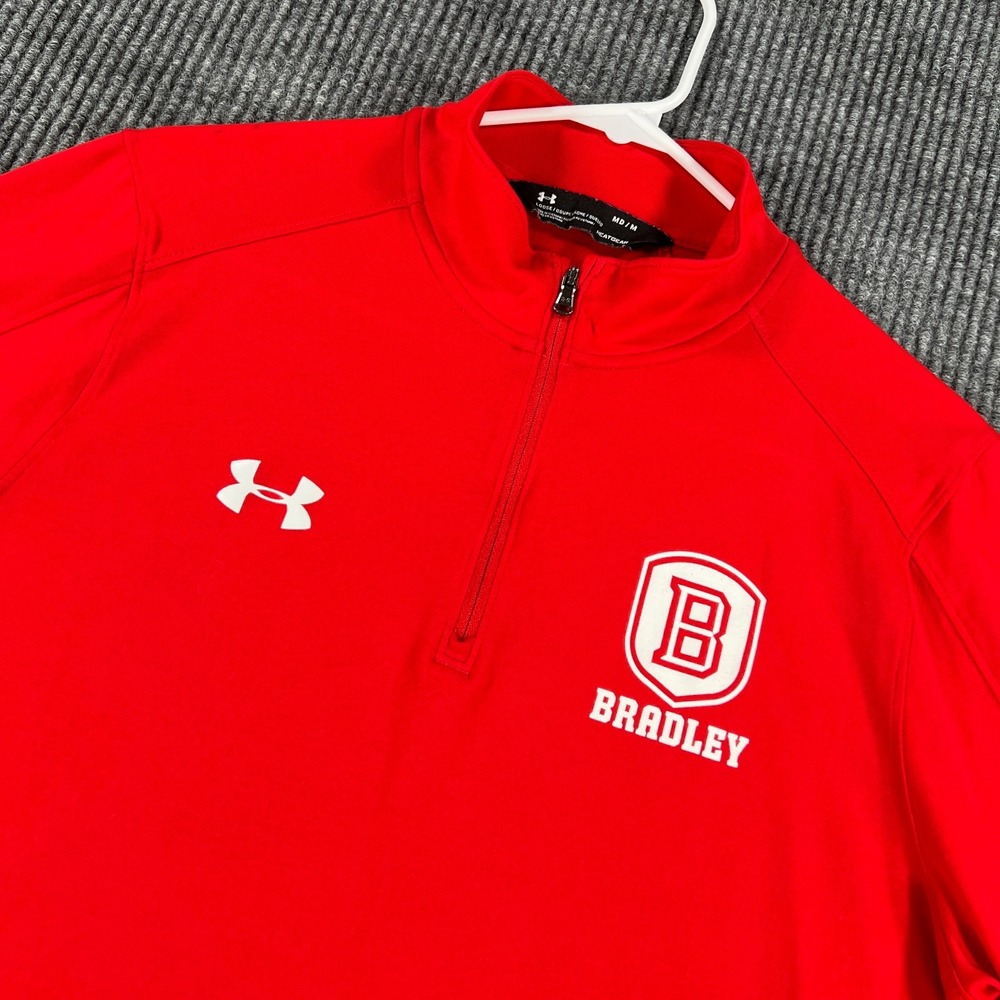 Bradley Braves Pullover Shirt Mens Medium Red Long Sleeve 1/4 Zip Under Armour